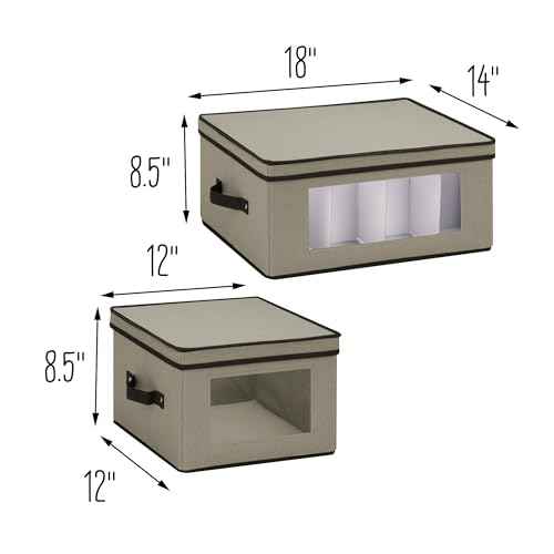 Honey-Can-Do 2-Pack Dishware or Closet Window Storage Boxes, Grey SFT-09073 Grey