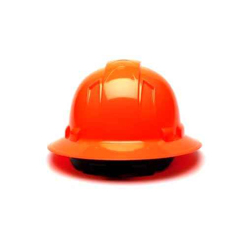 Pyramex Ridgeline Full Brim Hard Hat 4 Point Ratchet Hi Vis Orange