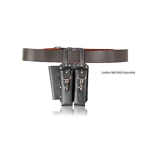 LAUTUS Leather Tool Holder with 3 Pockets for Pliers, Folding Rule, Screwdriver and Knife Snap, Fits Belts up to 2-Inch Wide
