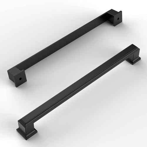 Amerdeco 10 Pack Matte Black Cabinet Pulls 6.3 Inch(160mm) Hole Center Gold Kitchen Cabinet Handles Cabinet Hardware for Bathroom Drawer Pulls ZH0001¡¦