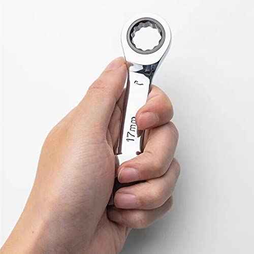 FLZOSPER 10mm Metric Stubby Box End Head Geared Wrench, 72-Tooth Ratcheting Combination Wrench Spanner