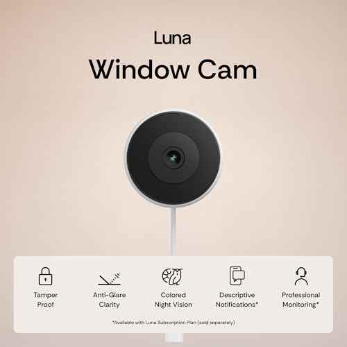 Luna 3MP 2K Window Camera, 2.4GHz WiFi6 Indoor Cameras for Home Security Outdoor, Smart AI Descriptive Motion Alert, Color Night Vision, Stick-On Glass-Mount Wired, Easy & Quick Install