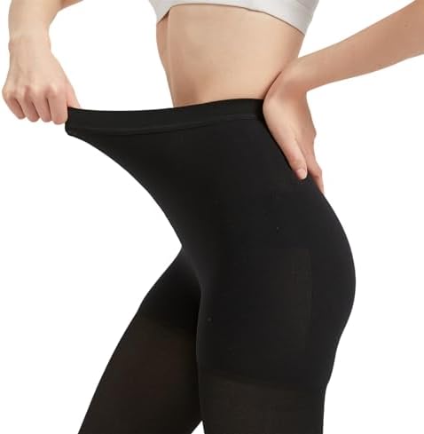 MGANG Medical Compression Pantyhose for Women & Men, 20-30mmHg Graduated Compression Support Tights, Open Toe, Opaque Waist High Compression Stockings for Edema, Varicose Veins, Flight, DVT, Black XL
