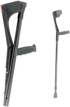 KMINA PRO - Folding Carbon Fiber Crutches (x2 Unit, Open Cuff), Adjustable Forearm Crutches for Adults - Made in Europe