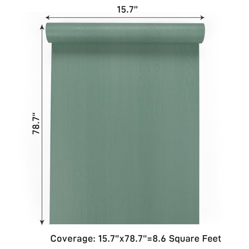 VaryPaper Rustic Green Wood Contact Paper Peel and Stick Countertops Wood Wallpaper Waterproof Wood Grain Vinyl Wrap for Cabinets Desk Table Removable Self Adhesive Wood Laminate Sheets 15.7''x78.7''