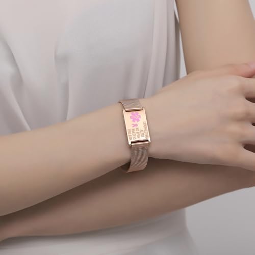 LinnaLove Lymphedema Alert Bracelets no bp/iv/needles this arm Stainless Steel Medical id Bracelets for Women