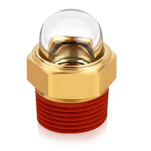 Boltigen Compressor Sight Glass, 1/2'' NPT Sturdy Brass Clear Dome Bulb Sight Gauge, Oil Level Site Glass, Tank Level Indicator Plug Window, Perfect Replacement for Air Compressor¡¢Pump¡¢Tank