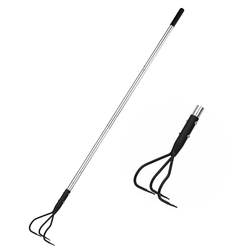 3-Tine Long Handle Tiller, Garden Cultivator with 55"-15.5" Adjustable Handle, for Loosening Soil, Tilling, Weeding and Fertilizing, Suitable for Elderly and Women