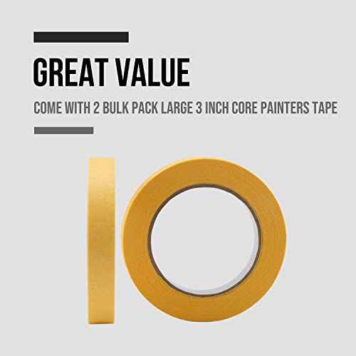 Lichamp 18mm x 55m Yellow Automotive Masking Tape for Painting, Auto Body Masking Tape for Car Detailing, Yellow Painters Tapes 0.7 inch x 60 Yards x 2 Rolls