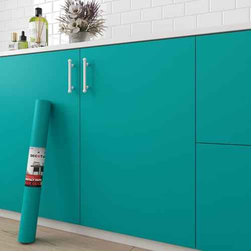 Decotalk Green Peel and Stick Wallpaper for Cabinets Contact Paper Green Wallpaper Removable Contact Paper Self Adhesive Wall Paper Roll Teal Wallpapers Solid Color Vinyl Wallpapers Modern 12"x120"
