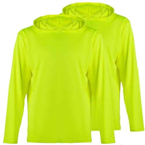 ProtectX High Visibility Sun Protection Lightweight Long Sleeve Hoodie, UPF 50+ Quick-Dry, SPF UV Shirt, Active Wear