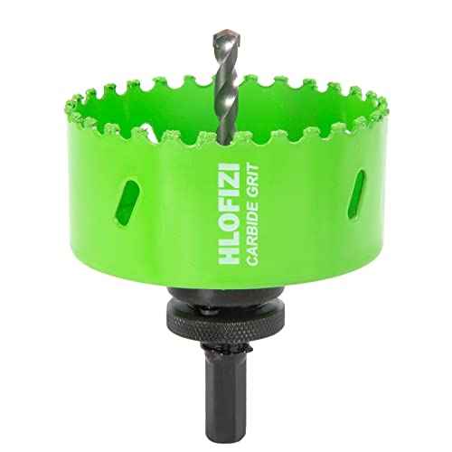 3-5/8 Inch Carbide Grit Hole Saw Cutting Through Stucco, Plaster, Cement Board, Drywall, PVC with 1-1/2" Depth, Up to 3X Faster