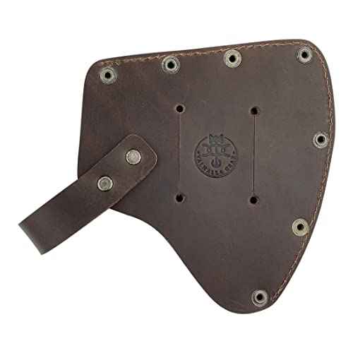 Camper Axe Head Sheath, Protector Case, Hatchet Blade Safety Sleeve, Camping Accessories, Lumberjack Outdoors Essentials, Full Grain Leather, Handmade, Bourbon Brown