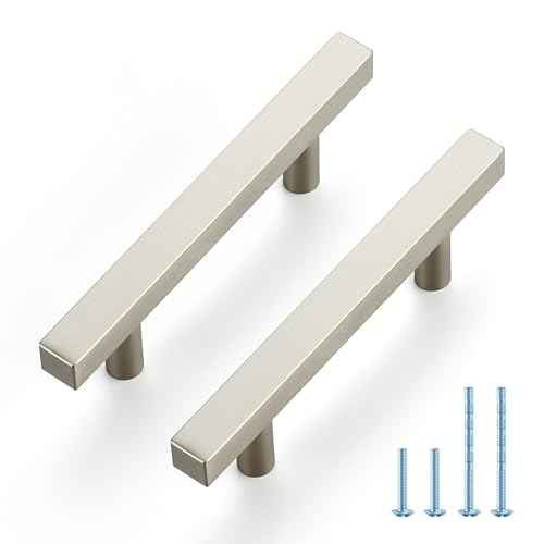 JOY DECOR 30 Pack 3 Inch Brushed Nickel Square Cabinet Handles Stainless Steel Cabinet Hardware Pulls for Kitchen and Drawers with 5 Inch Overall Length