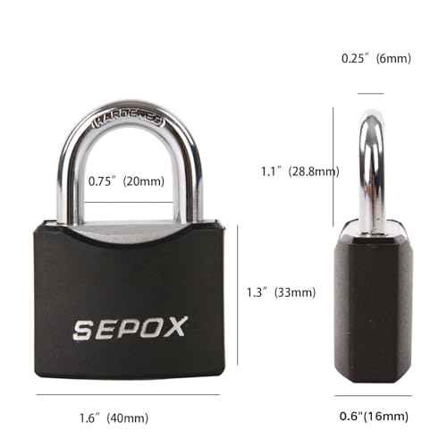 SEPOX¢ç10-Pack 1-9/16" Weather-Proof Outdoor Padlocks Keyed Different, Brass Cylinder, Heavy-Duty Solid Steel Body Covered Black, Locks for Gates, Sheds, Storage Lockers, Fence, Boats, Marine, Fishing