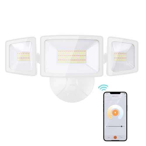 Onforu 55W Smart LED Flood Lights Outdoor, 5500LM, Tunable 2700K-6500K, APP Control, WiFi Alexa Security Lights with Timer & Adjustable 3 Head, IP65 Waterproof for House, Yard, Porch, Garage, Backyard