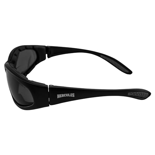 Global Vision Hercules Bifocal Motorcycle Safety Glasses Sunglasses 2 Pairs Padded Black Frames Smoke & Yellow Lenses +2.5 Magnification Z87.1