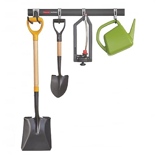 Rubbermaid FastTrack Garage Storage Utility Hooks 5 Piece Black All in One Rail Hook Kit and Tool Organizer Heavy Duty for Home/Garage/Shed/Garden