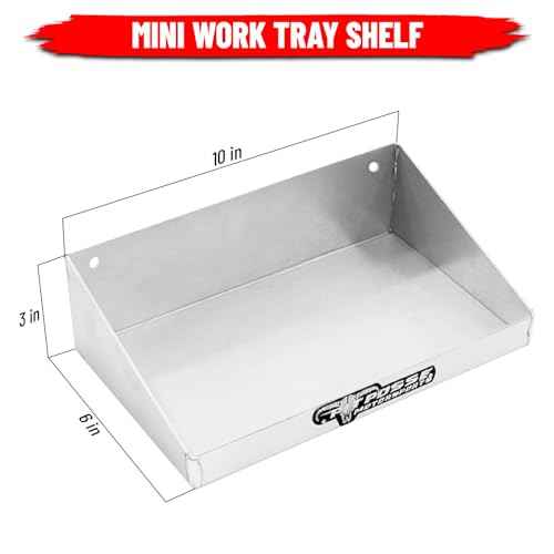 Pit Posse Mini Work Tray Wall Shelf Trailer/Garage Tool Storage USA Made- Silver..