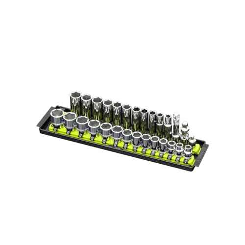 Ernst Manufacturing 8468HV 13-Inch Socket Boss, Premium 2-Rail 3/8-Inch-Drive Socket Organizer Rails for Toolbox, High Visibility - Made in the USA