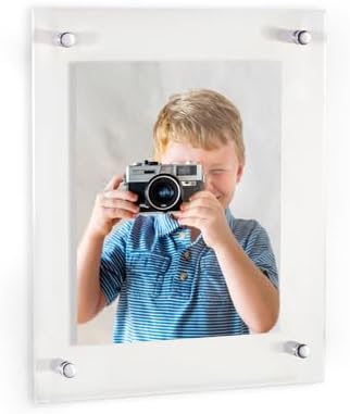 ArtToFrames 10x20 Inch Double Panel Floating Acrylic Picture Frame (Full Frame is 14x24) comes with Chrome Standoff Hardware, Made in the USA, 1 Pack
