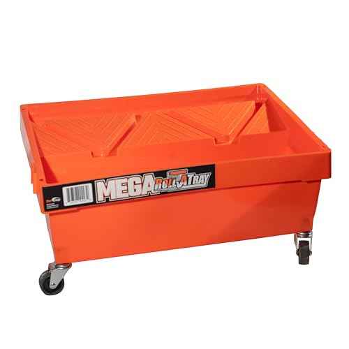Orange, Zorr Corp, Mega Roll-A-Tray Rolling Paint Tray with Wheels (MRT-21)? Heavy-Duty 3 Gal Capacity, Portable Paint Roller, Spill Guard Lip, Includes casters, for Professional Painting, DIY, Home.
