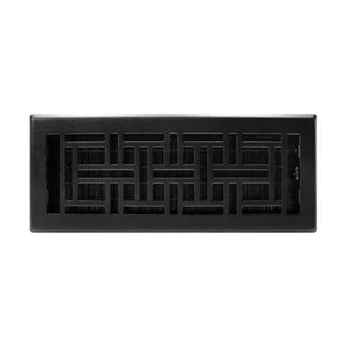 Decor Grates (4-Pack) AJH412-BLK Oriental Floor Register, 4x12 Inches, Textured Black Finish