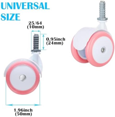 Baby Walker Wheels Replacement, Set of 4, Baby Walker Accessories, Rubber Plastic Casters, Universal Wheels,Pink