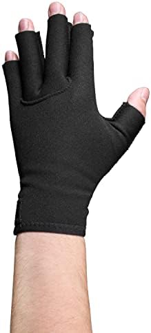 OTC Resting Splint Glove, 5 Finger Semi-Rigid Splints, Open Tips, Black, Left Hand, Small