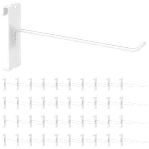 40Pcs 8" Gridwall Display Hooks Assortment Set, White Metal Grid Wall Panel Hanging Display Hook for Garage Shop Retail Storage, Wire Diameter 5mm/ 0.2¡±