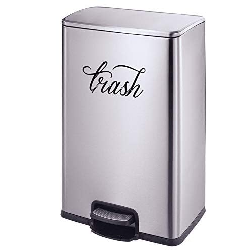 Trash & Recycle Vinyl Sticker, Garbage Can Decal - Barrel Vinyl Sticker, Kitchen Can Decal Set of 2 (Black, 5''x2.5'')