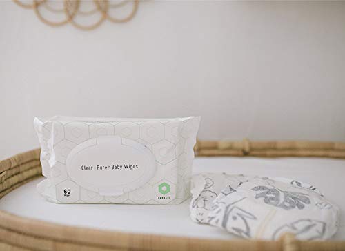 Parasol Clean+Pure Natural Baby Wipes, 99.9% Reverse-Osmosis Water, pH Balanced, Hypoallergenic Wipes, Plant Based, Alcohol-Free and Perfect for Sensitive Skin, 600 Count (10 Packs of 60)