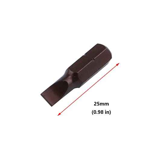 Antrader 1-Inch Long 1/4" Hex Shank 5mm Magnetic Slotted Tip Screwdriver Bits 12Pcs
