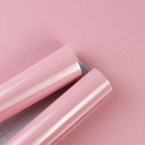 Amiya Pink Glossy Contact Paper Shiny Peel and Stick Wallpaper Self-Adhesive for Countertops, Furniture, Cabinets, Waterproof, Removable, Easy to Apply, Decorative Vinyl Wrap15.7¡±X78.7¡±
