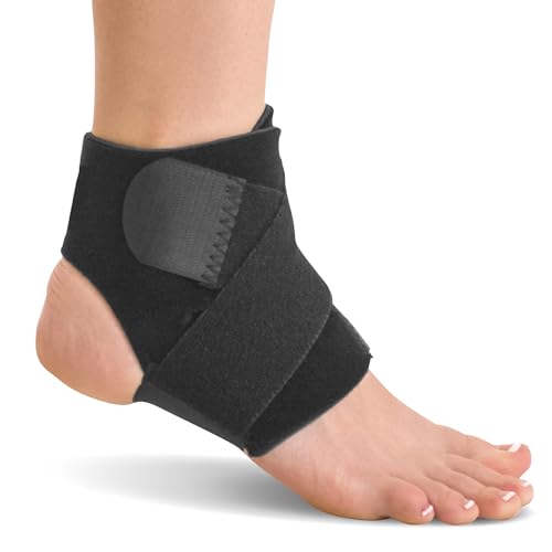 BraceAbility Neoprene Water-Resistant Ankle Brace | Compression Foot Wrap for Swimming, Running, Surfing, Diving, Exercise, Athletic Support & Protection, Sprains, Tendonitis and PTTD Pain (S/M)