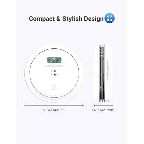 Smoke and Carbon Monoxide Detector Combo 10 Year Battery, Dual Sensor Smoke Alarm Carbon Monoxide Detector with LCD Display for Home, 1 Pack