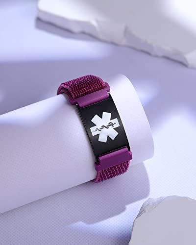 Personalized Sport Medical Alert Bracelets for Women Men - Custom Medical ID Bracelets with Free Engraving - Hook and Loop/Elastic/Stainless Steel/Silicone Watch Wristband Emergency Bracelet