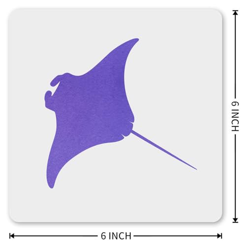 MAGJUCHE Manta Ray Stencil 6 Inches, Reusable Ocean Animal Stencil for Painting DIY Crafts Decor