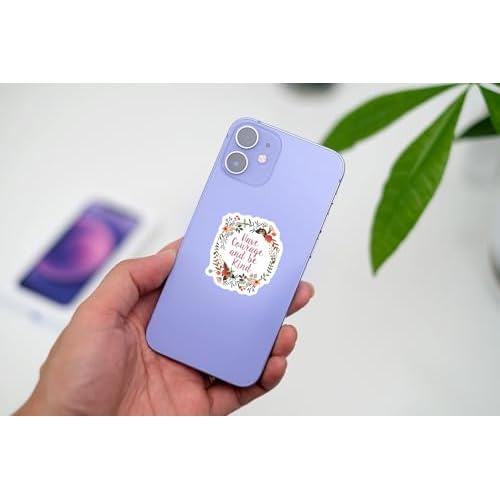 Have Courage and Be Kind Sticker ? 3pcs 3x3in Waterproof Vinyl Decals ? Floral Motivational Quote Stickers for Laptop, Phone, Journal, Water Bottle ? Aesthetic Encouragement Gifts for Girls and Women