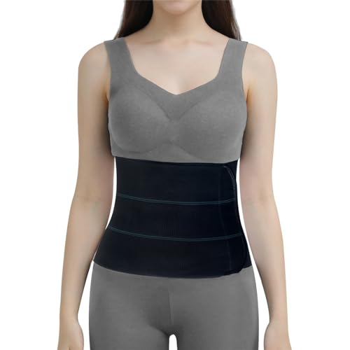 Abdominal Binder Post Surgery Tummy Tuck Belt, Compression Stomach Wrap Belly Band, Skin Friendly, Breathable - (60" - 75") 3 Panel - 9" BLACK