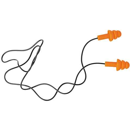 Klein Tools 6050350 Corded Earplugs, 25dB NRR, Reusable Orange Ear Protection in Dispenser for Construction, Loud Noise Reduction, 50-Pack