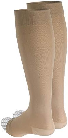 Truform Surgical Stockings, 18 mmHg Compression for Men and Women, Knee High Length, Open Toe, Beige, X-Large