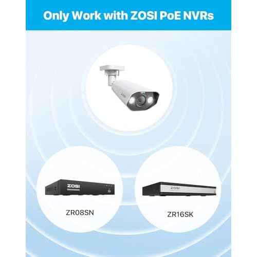 ZOSI 5MP PoE Add-on Camera, Face Person Vehicle Detection, 2 Way Audio, Starlight Night Vision, Sound&Light Siren, 3K Weatherproof Outdoor Indoor Home Bullet IP Cam, Only Compatible with ZOSI POE NVR