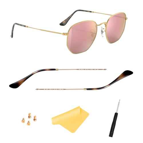 Replacement Temple Arm,Temple Tips for Ray ban RB3447 RB3547N RB3548N RB3647N Sunglasses,with 4 Screws,1 Screwdriver (Brown)