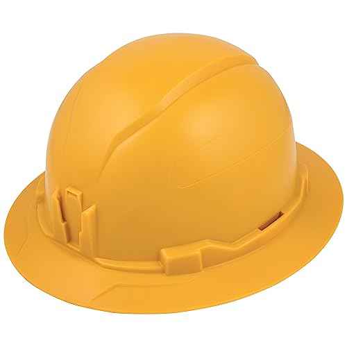 Klein Tools 60489 Hard Hat, Non-Vented Full Brim Style, Padded Self-Wicking Odor-Resistant Sweatband, Tested up to 20kV, Yellow