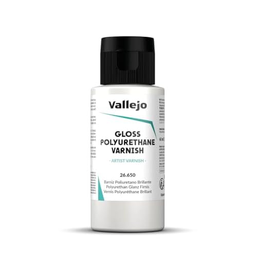 Vallejo - Polyurethane Varnish | Gloss Finish 60 ml. (2.02 fl.oz.) | Extraordinary Hardness & Permanence | Create a Perfect Clear Coat | Scratch Resistant for Outdoor and Indoor Surfaces