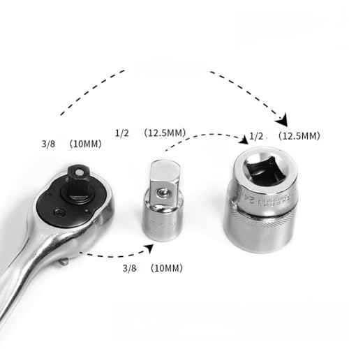 6 PCS Socket Adapter and Reducer Set, 1/4", 3/8", 1/2" Chrome Vanadium Steel Ratchet/Socket Extension/Conversion Kit for Automotive