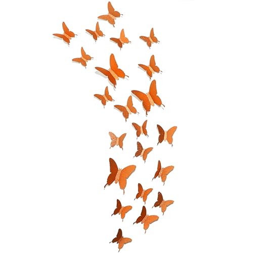Glitter 3D Butterfly Wall Stickers - Orange