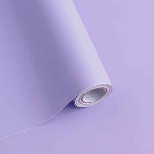 118"x17.7" Purple Wallpaper Solid Color Peel and Stick Wallpaper Purple Contact Paper Solid Color Self-Adhesive Removable Wall Paper for Wall Furniture Cabinet Covering Vinyl Rolls