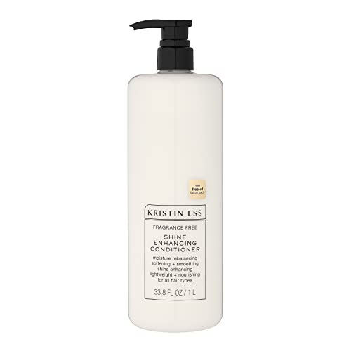 Kristin Ess Fragrance Free Shine Enhancing Conditioner for Sensitive Skin and Scalp - Softening + Shine Boosting - For all Hair Types + Sensitive Skin + Scalp, 33.8 Fl Oz